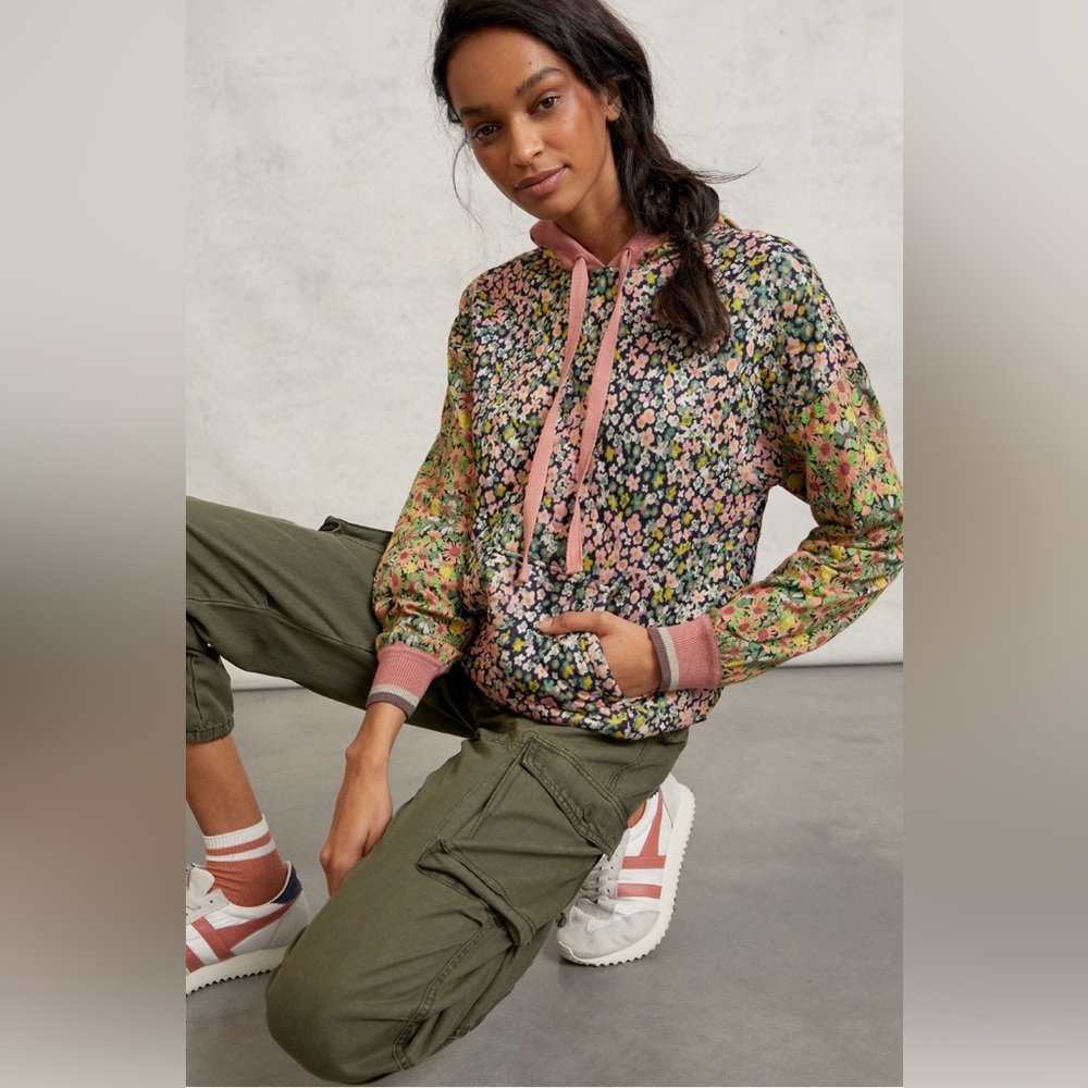 Anthropologie Conditions Apply Floral Hoodie Botanical Pattern Size Small - Picture 2 of 13